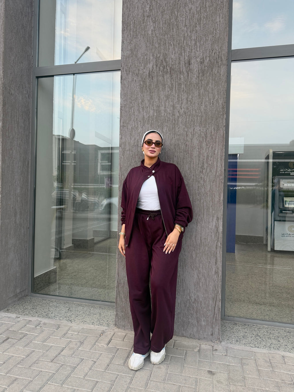 Melton Oversized Set Burgundy
