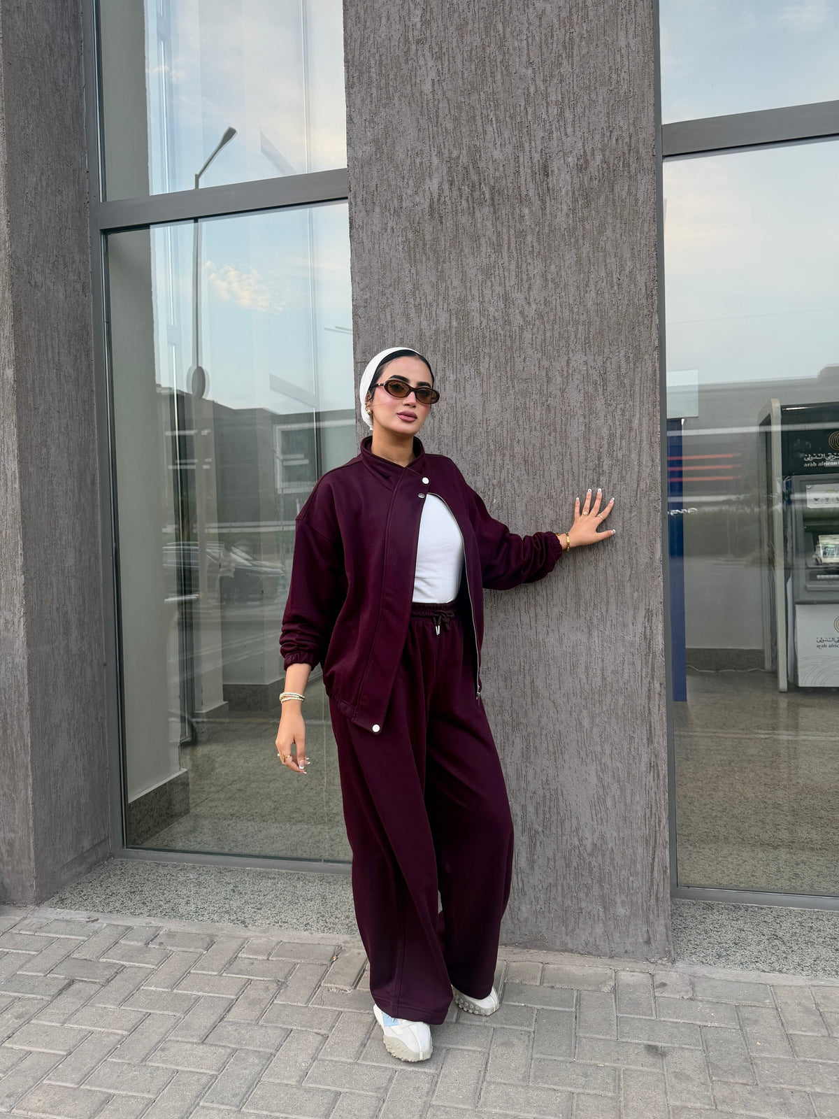 Melton Oversized Set Burgundy