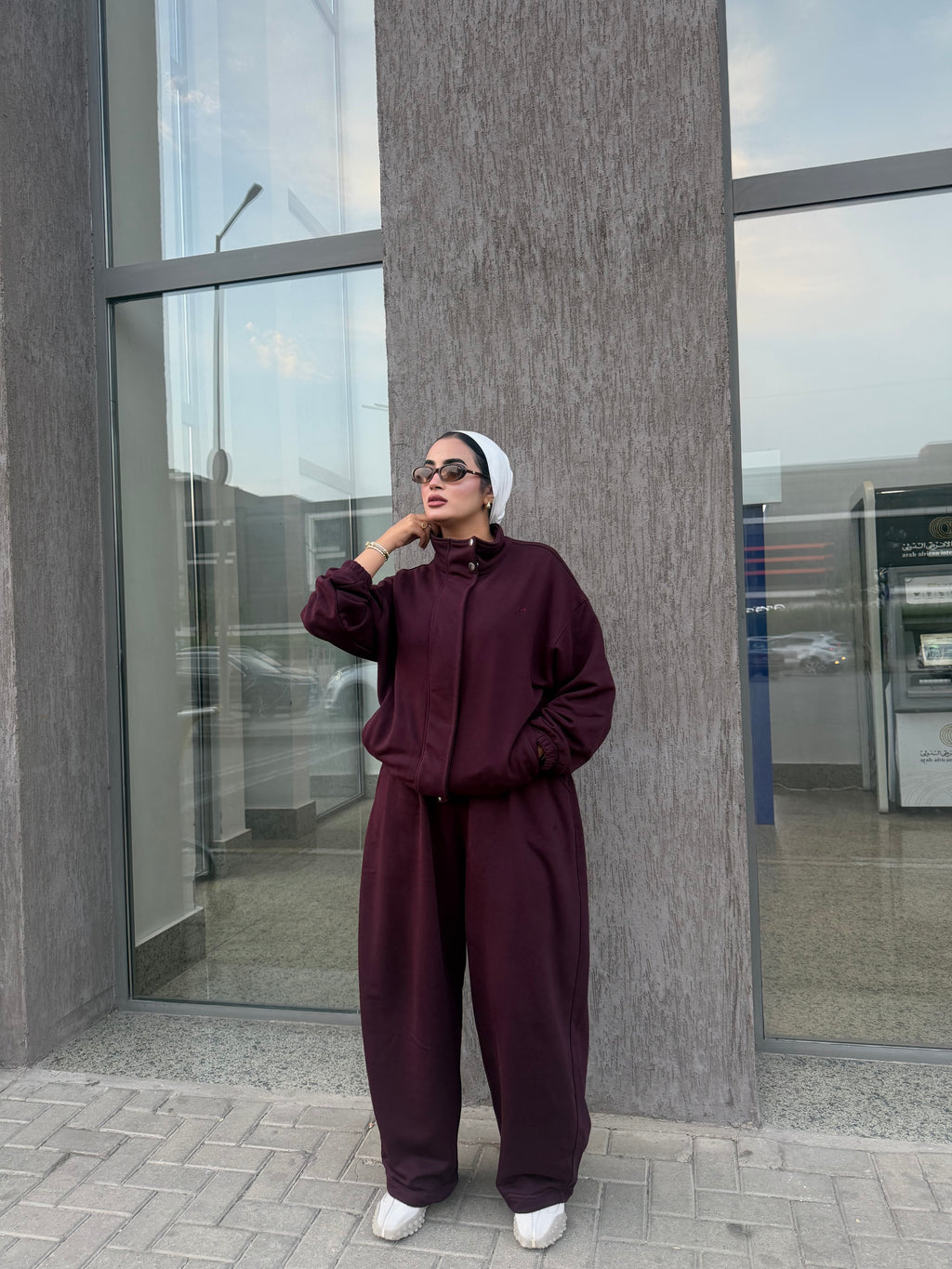 Melton Oversized Set Burgundy