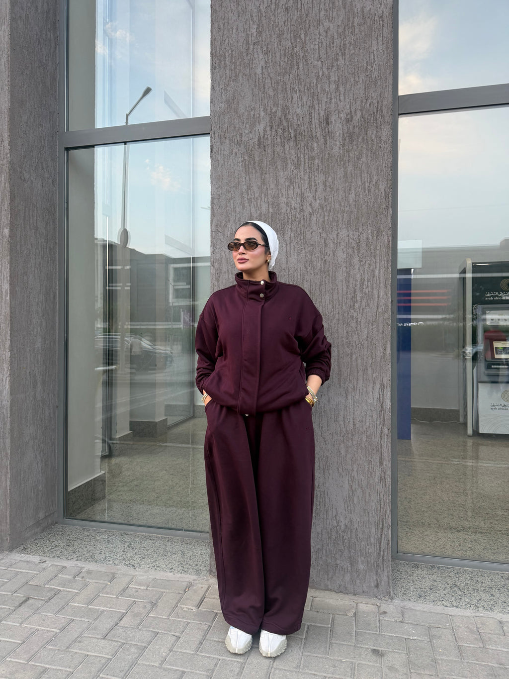 Melton Oversized Set Burgundy